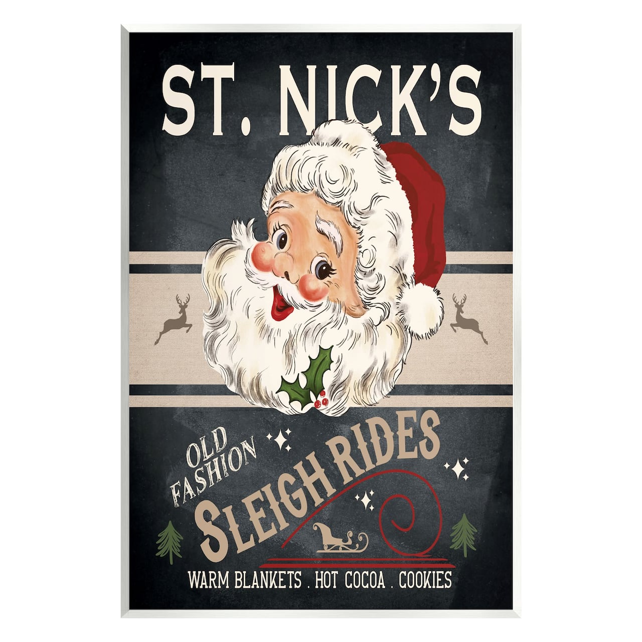Stupell Industries St. Nick's Sleigh Rides Vintage Style Sign Wall Plaque Art